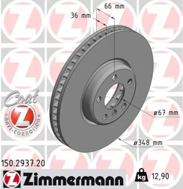 150293720 - : Zimmermann 150.2937.20 Disc Brake Rotor for ZIMMERMANN Image