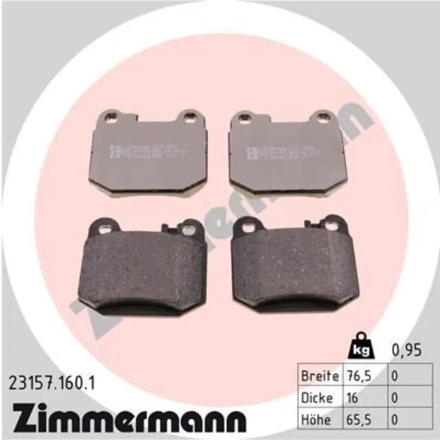 231571601 - : Zimmermann 23157.160.1 Disc Brake Pad Set for ZIMMERMANN Image