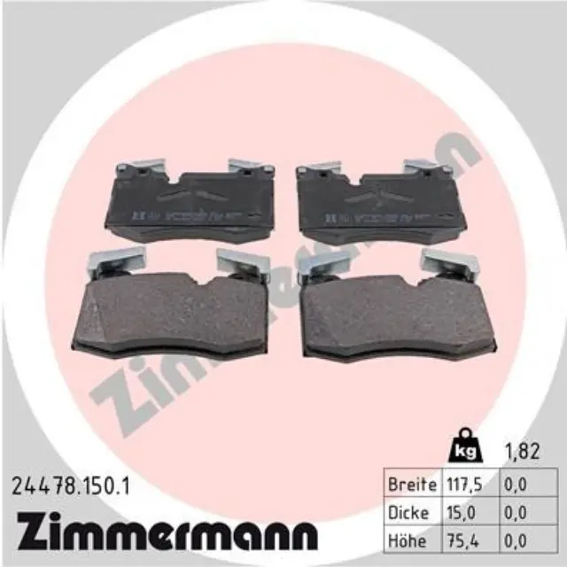 244781501 - : Zimmermann 24478.150.1 Disc Brake Pad Set for ZIMMERMANN Image