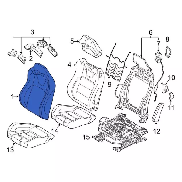 JR3Z6364417HB - Body: Seat Back Cover for Ford: Mustang Image