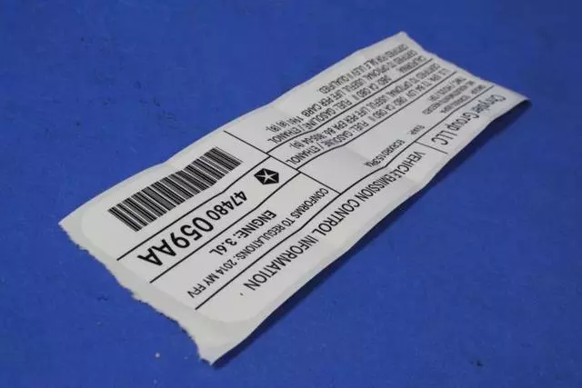 Vehicle Emission Control Information Label - Mopar (47480059AA)