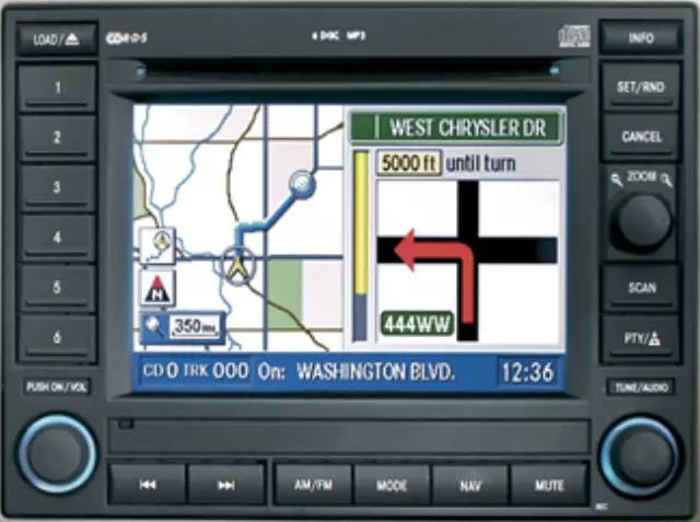 82208653AN - Mopar Accessories - Component Parts: Am/fm Cd W/nav/dvd &amp; Cd-ctrl Radio for Chrysler: 300, Aspen | Dodge: Caliber, Charger, Durango, Magnum, Ram 1500, Ram 2500, Ram 3500 | Jeep: Commander, Compass, Grand Cherokee, Patriot Image