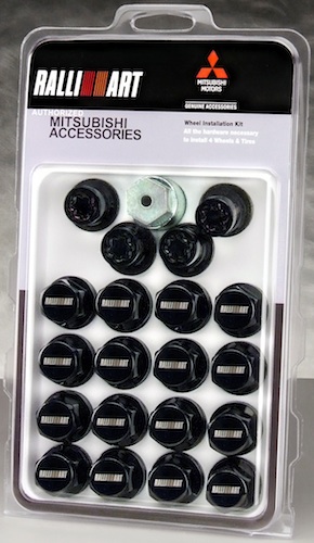 Wheel Lock/Lug Set Black (Ralliart Logo) - Mitsubishi (MZ314761)
