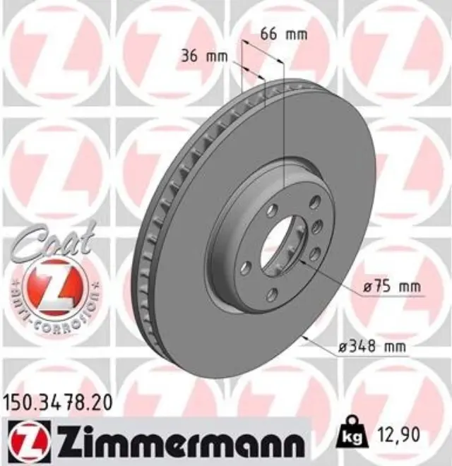 150347820 - : Zimmermann 150.3478.20 Disc Brake Rotor for ZIMMERMANN Image