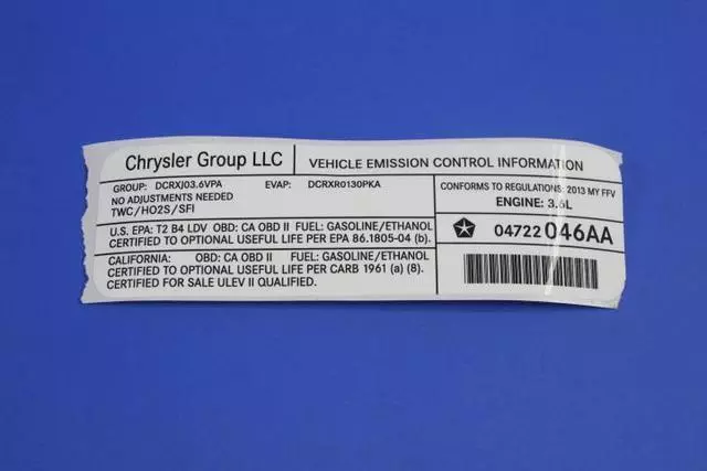 4722046AA - Labels: Veci Label Label for Mopar Image