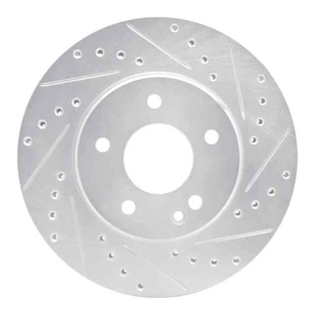 63163000R - Brakes &amp; Brake Parts: DFC Brake Rotor - Drilled and Slotted - Silver for DYNAMIC FRICTION Image