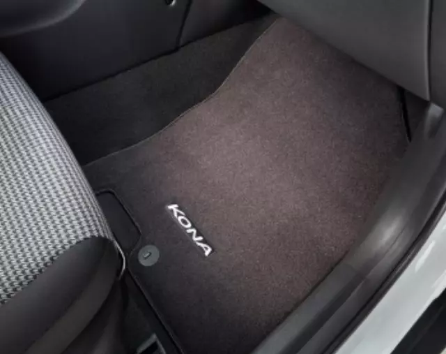 J9F14AU000 - Interior: 2022 2023 Hyundai Kona Front &amp; Rear Carpet Floor Mats Set 4 Pc Black for Hyundai: Kona Image