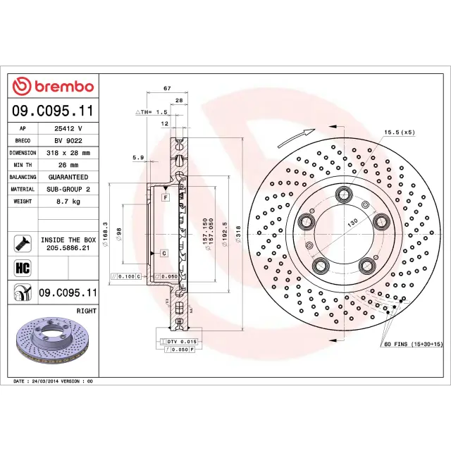 9C09511 - Brakes &amp; Brake Parts: Brembo PRIME Disc Brake Rotor for Brembo Image