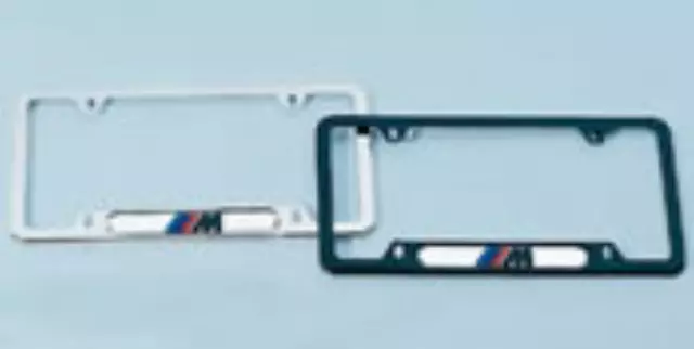 82120010405 - Exterior: License Plate Frame, M Logo for BMW: 128i, 135i, 135is, 228i, 228i xDrive, 230i, 230i xDrive, 320i, 320i xDrive, 328d, 328d xDrive, 328i, 328i xDrive, 330e, 330i, 330i GT xDrive, 330i xDrive, 335i, 335i GT xDrive, 335i xDrive, 335is, 340i, 340i GT xDrive, 340i xDrive, 428i, 428i xDrive, 430i, 430i Gran Coupe, 430i xDrive, 435i, 435i xDrive, 440i, 440i xDrive, 528i, 528i xDrive, 530i, 530i xDrive, 535d, 535d xDrive, 535i, 535i GT, 535i GT xDrive, 535i xDrive, 540d xDrive, 540i, 540i xDrive, 550i, 550i GT xDrive, 550i xDrive, 640i, 640i Gran Coupe, 640i xDrive, 640i xDrive Gran Coupe, 640i xDrive Gran Turismo, 650i, 650i Gran Coupe, 650i xDrive, 650i xDrive Gran Coupe, 740e xDrive, 740i, 740i xDrive, 740Li, 740Li xDrive, 750i, 750i xDrive, 750Li, 750Li xDrive, 760Li, 840i, 840i Gran Coupe, Alpina B6 xDrive Gran Coupe, Alpina B7, M2, M235i, M235i xDrive, M240i, M240i xDrive, M3, M340i, M4, M440i Gran Coupe, M5, M550i xDrive, M6, M6 Gran Coupe, M760i xDrive, M8, X1, X2, X3, X4, X5, X6, X7, Z4 Image
