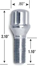 17179SD - : Small Diameter Spline Lug Bolt 12mm x 1.50 Chrome 28mm Thread Length Bulk for Gorilla Automotive Image