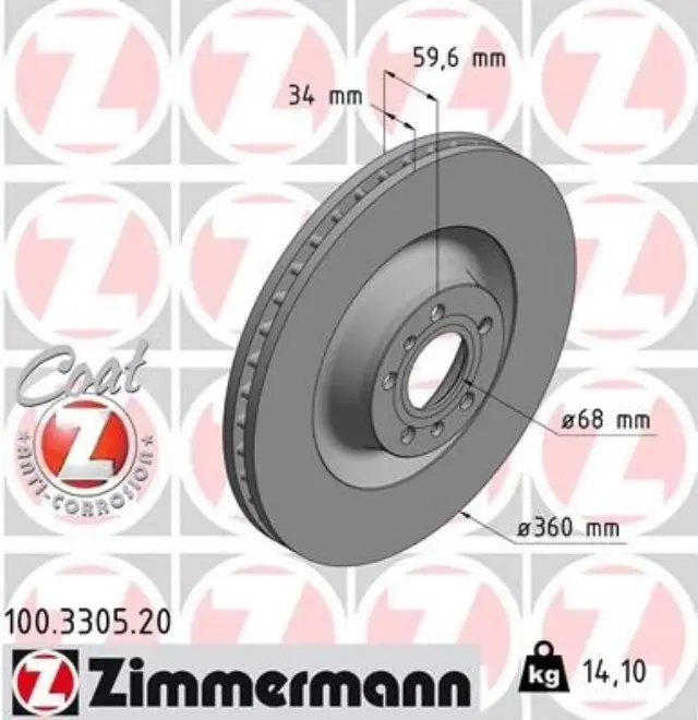 100330520 - : Zimmermann 100.3305.20 Disc Brake Rotor for ZIMMERMANN Image