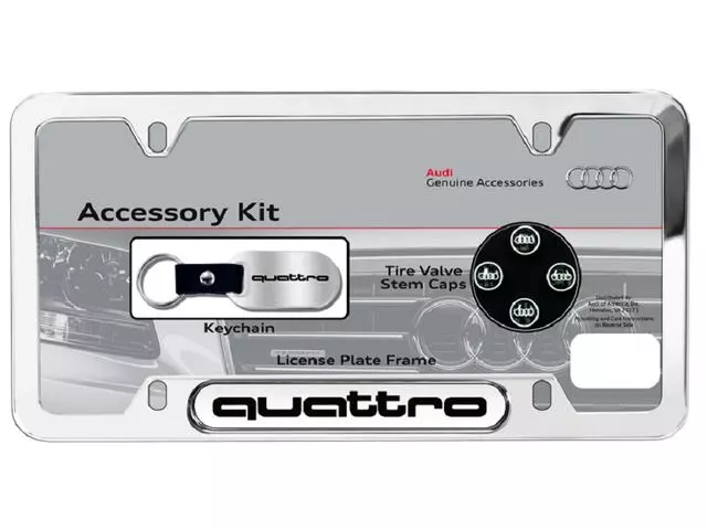 License Plate Frame Gift Kit - Quattro Logo - Audi (ZAW-355-011-A)