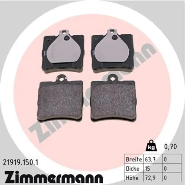 219191501 - : Zimmermann 21919.150.1 Disc Brake Pad Set for ZIMMERMANN Image