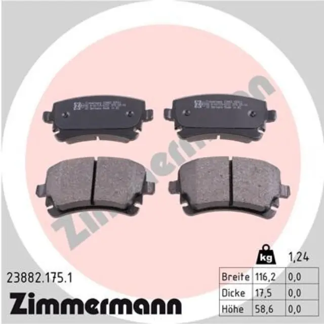 238821751 - Brakes &amp; Brake Parts: Zimmermann 23882.175.1 Disc Brake Pad Set for ZIMMERMANN Image