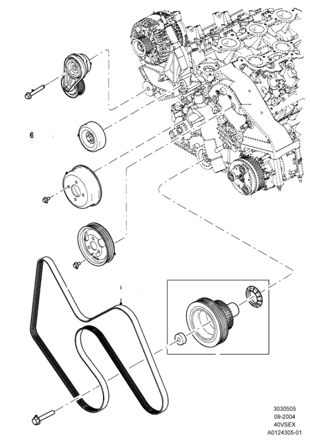 6L2Z6C348A - Cooling System: Idler Pulley for Ford Image