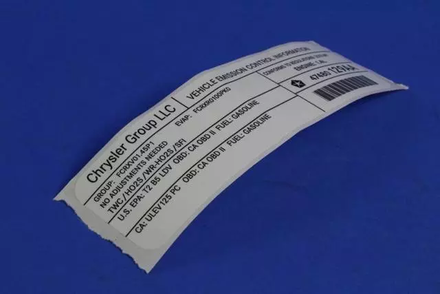 Vehicle Emission Control Information Label - Mopar (47480129AA)
