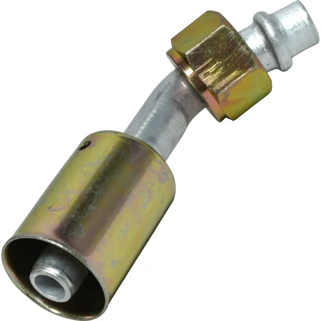 FT0081C - : A/C Refrigerant Hose Fitting -- Aluminum 45Âº Male Oring Beadlock Fitting for UAC Image