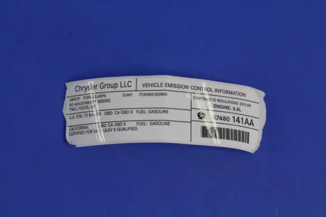 47480141AA - Labels: Vehicle Emission Control Information Label for Mopar Image image