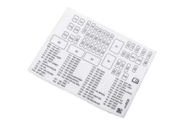 84498636 - : Instrument Panel Wiring Harness Fuse Block Identification Label for GM Image