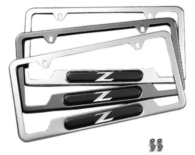 999MBZX001 - Exterior: Zandreg Chrome License Plate Frame And Valve for Nissan: 370Z, Altima, NV3500 Image