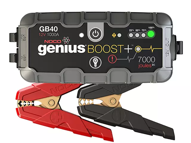 VJL3Z10A765AS - Exterior: 2022-2025 Ford - Noco Gb-40 1000 Amp Battery Jump Starter for Ford: Bronco, Bronco Sport, E-350 Super Duty, E-450 Super Duty, Edge, Escape, Expedition, Explorer, F-150, F-250 Super Duty, F-350 Super Duty, F-450 Super Duty, F-550 Super Duty, Maverick, Mustang, Ranger, Transit-150, Transit-250, Transit-350, Transit-350 HD | Lincoln: Aviator, Corsair, Nautilus, Navigator Image