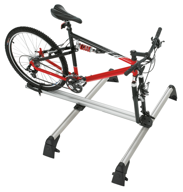 7M0071128D - Hauling: Bike Carrier - Fork Mount Style - Silver for Volkswagen: Arteon, Atlas, Beetle, CC, e-Golf, Golf, Golf Alltrack, Golf SportWagen, GTI, Jetta, Passat, Rabbit, Tiguan, Tiguan Limited, Touareg Image