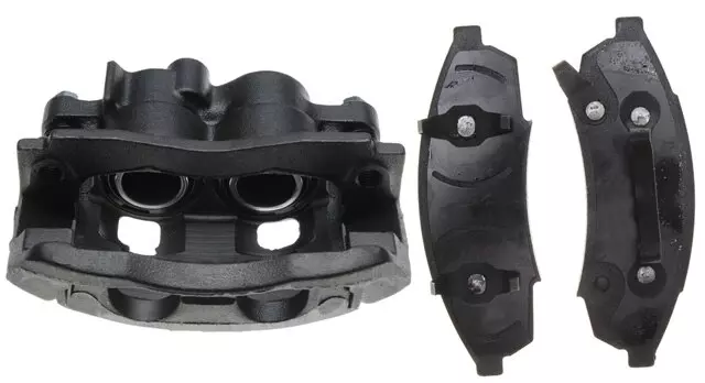 18035902 - : Front Driver Side Disc Brake Caliper Assembly with Semi-Metallic Pads (Loaded Non-Coated), Remanufactured for GM Image