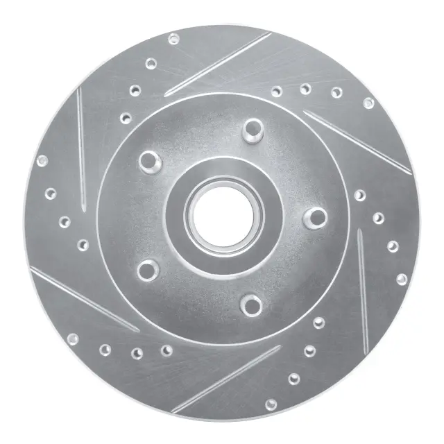 63140064L - Brakes &amp; Brake Parts: DFC Brake Rotor - Drilled and Slotted - Silver for DYNAMIC FRICTION Image