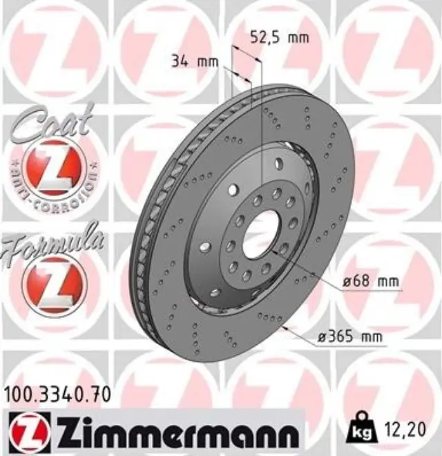 100334070 - : Zimmermann 100.3340.70 Disc Brake Rotor for ZIMMERMANN Image