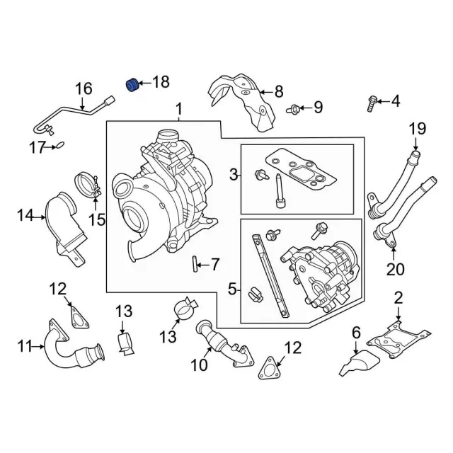 LC3Z6L612B - : Turbocharger Oil Line Gasket for Ford: F-250 Super Duty, F-350 Super Duty, F-450 Super Duty, F-550 Super Duty Image