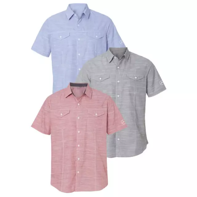 144441703 - : Mer Mens Cross Woven Short-Sleeve Shirt for Mercedes-Benz Image