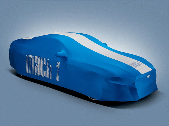 VMR3Z19A412A - : Full Vehicle Cover - Blue With White Graphics, Mach 1, Low Wing for Ford: Mustang Image
