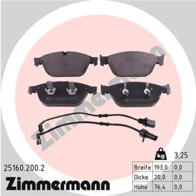 251602002 - Brakes &amp; Brake Parts: Zimmermann 25160.200.2 Disc Brake Pad Set for ZIMMERMANN Image