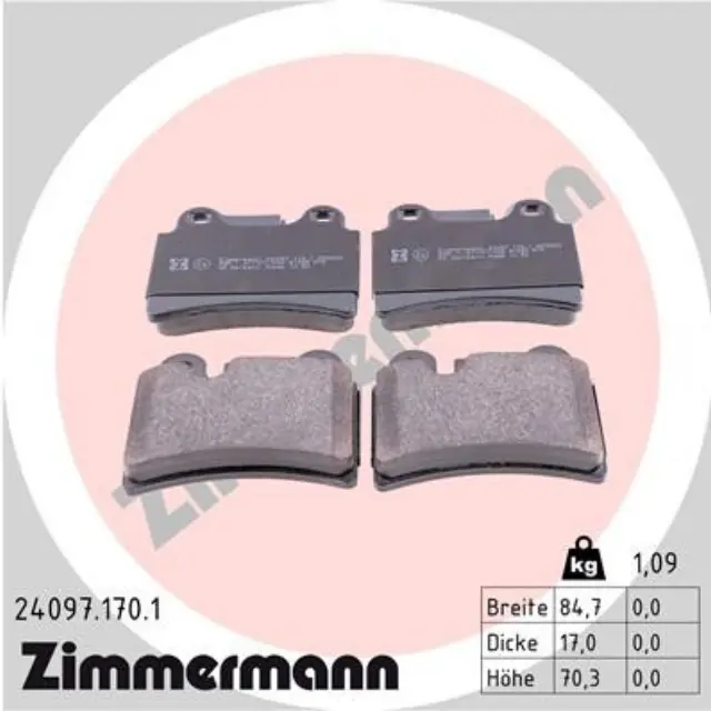 240971701 - : Zimmermann 24097.170.1 Disc Brake Pad Set for ZIMMERMANN Image
