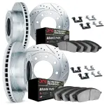 741454037 - : DFC Brake Rotor - Drilled &amp; Slotted - Silver- HD Brake Pad - Hardware for DYNAMIC FRICTION Image