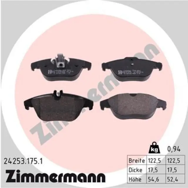 242531751 - : Zimmermann 24253.175.1 Disc Brake Pad Set for ZIMMERMANN Image