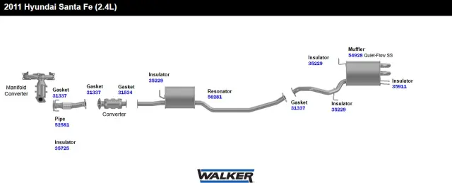 56281 - : Direct Fit Exhaust Resonator and Pipe Assembly for Walker Exhaust Image