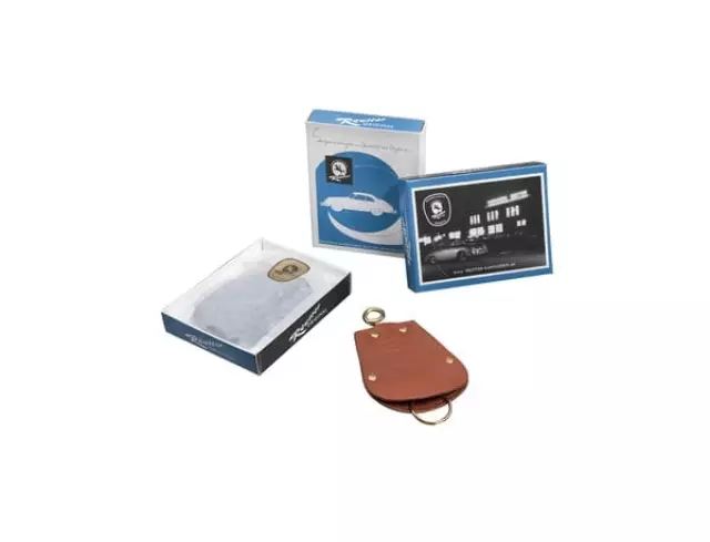 Key pouch for Porsche 356 in brown leather - Porsche (PCG-044-200-00-4RB)