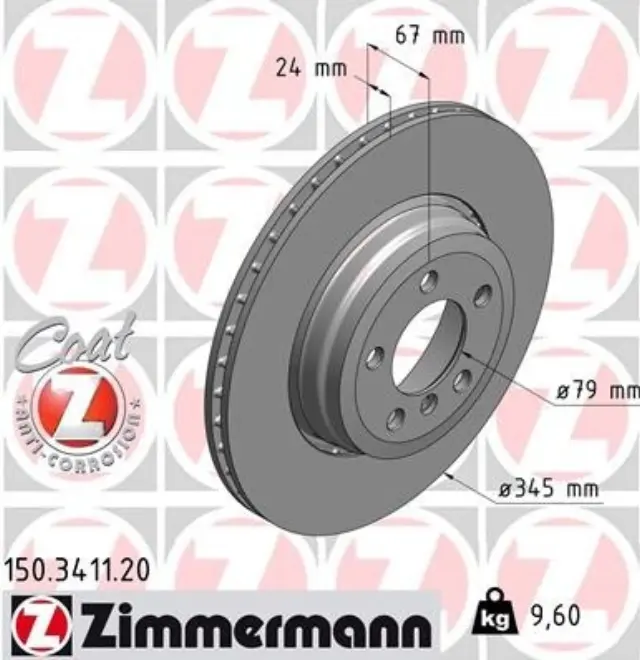 150341120 - : Zimmermann 150.3411.20 Disc Brake Rotor for ZIMMERMANN Image