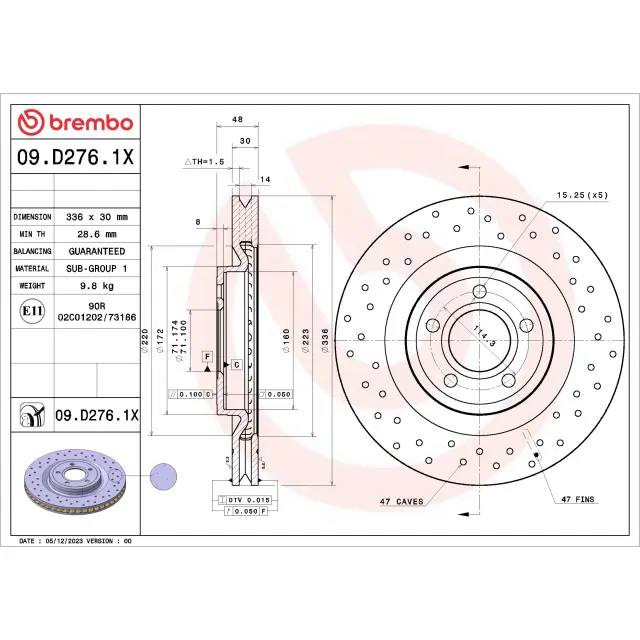 9D2761X - : Brembo XTRA Disc Brake Rotor for Brembo Image