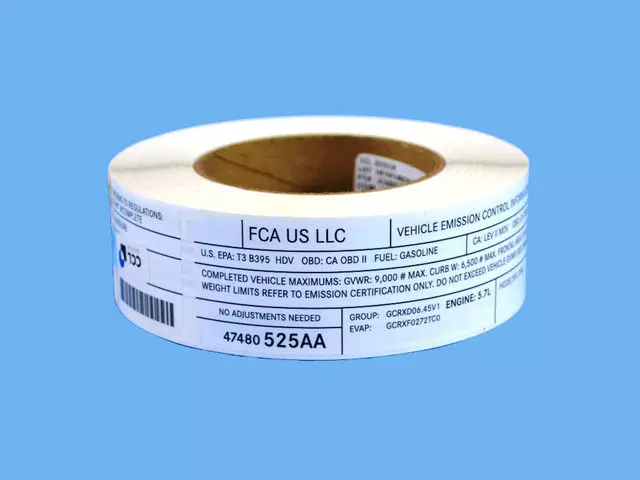 Vehicle Emission Control Information Label - Mopar (47480525AA)