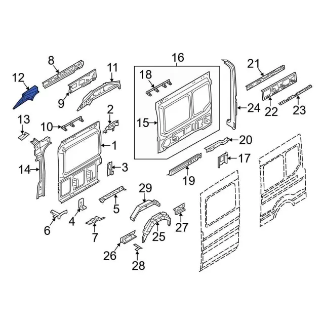 CK4Z6127947C - Body: Roof Side Rail Reinforcement for Ford Image