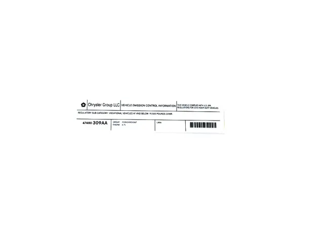47480309AA - Labels: Vehicle Emission Control Information Label for Mopar Image image