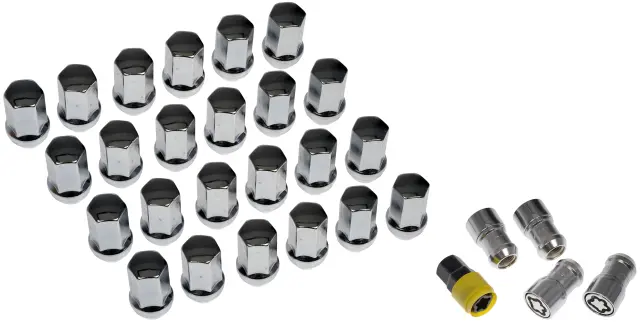 611236FK - Wheels, Tires &amp; Parts: Wheel Nut Kit M14-1.50 Flattop  Nut-22 mm Hex, 44.5 mm Length With Lock for Dorman Image