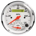 1381 - : GAUGE, TACH/SPEEDO, 3 3/8", 120MPH &amp; 8K RPM, ELEC. PROGRAM., ARCTIC WHITE for AutoMeter Image