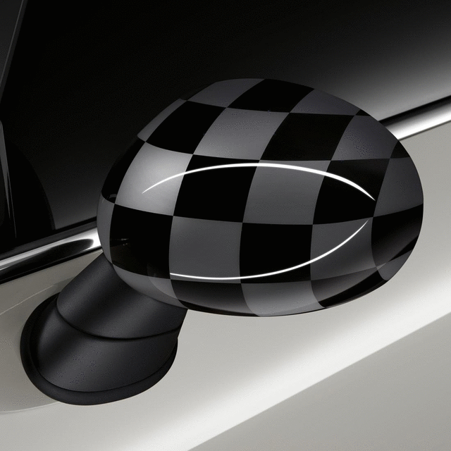 51162409451 - : Black/Grey Checkered Flag Mirror Cap - Left for Mini Image