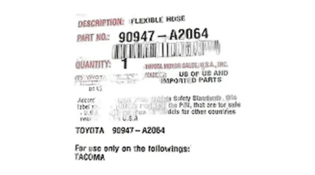 90947A2064 - : Brake Hose for Toyota Image
