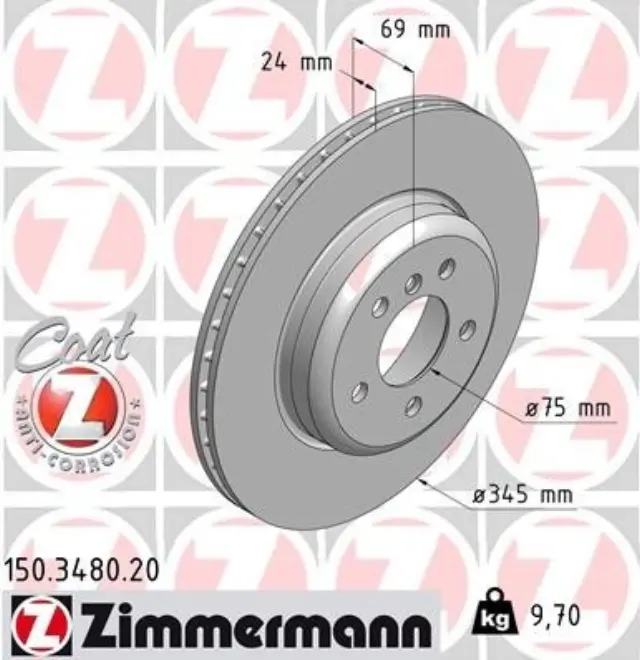 150348020 - : Zimmermann 150.3480.20 Disc Brake Rotor for ZIMMERMANN Image