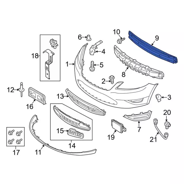 DG1Z-17K945-AB - Bumper Grille - 2013-2019 Ford Taurus | Eastgate