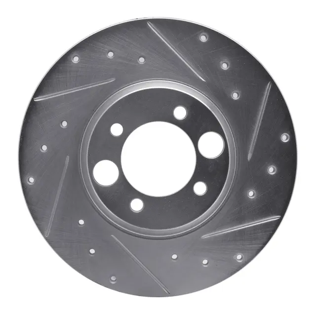 63120000R - Brakes &amp; Brake Parts: DFC Brake Rotor - Drilled and Slotted - Silver for DYNAMIC FRICTION Image